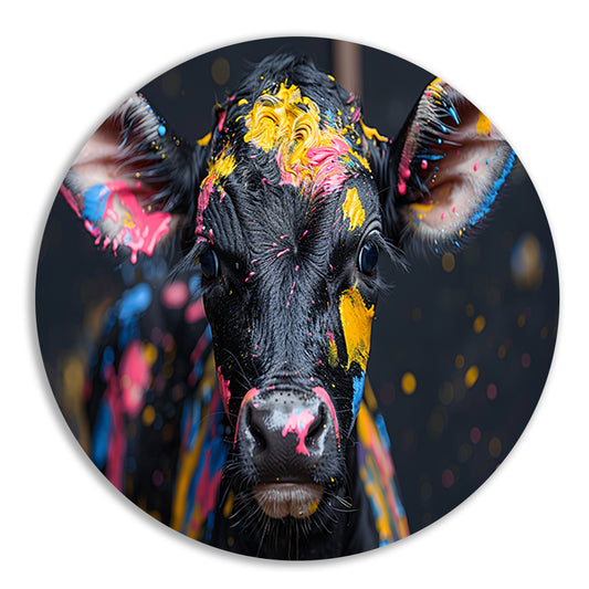 Abstract koe met verfspatten forex muurcirkel