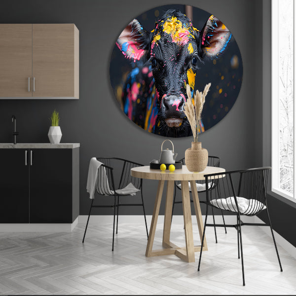 Abstract koe met verfspatten forex muurcirkel