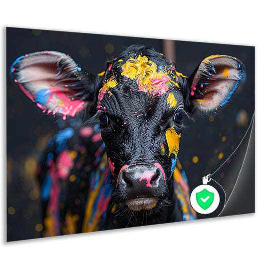 Abstract koe met verfspatten poster