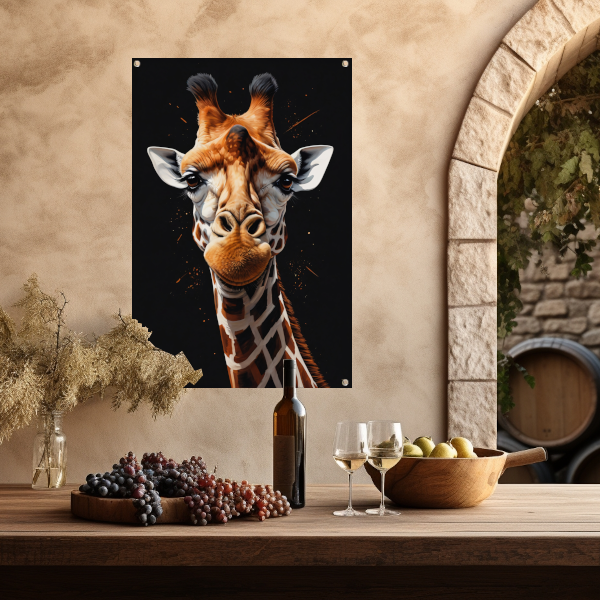 Gedetailleerde Giraffe Hoofd Modern Portret tuinposter