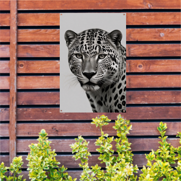 Luipaards Gelaat in Schaduw en Licht tuinposter