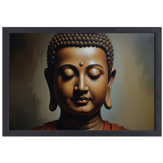 Serene Boeddha in Monochrome Sepia Tinten canvas met baklijst