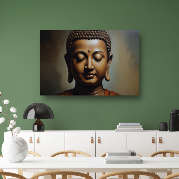 Serene Boeddha in Monochrome Sepia Tinten poster