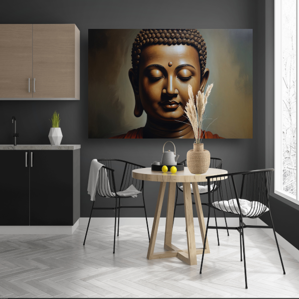 Serene Boeddha in Monochrome Sepia Tinten poster