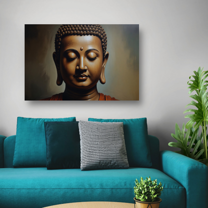 Serene Boeddha in Monochrome Sepia Tinten poster