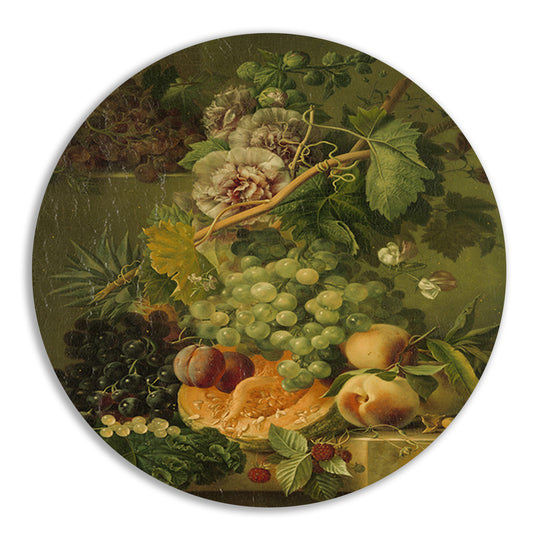 Stilleven van bloemen en vruchten - Albertus Jonas Brandt aluminium muurcirkel