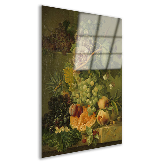 Stilleven van bloemen en vruchten - Albertus Jonas Brandt Acrylglas