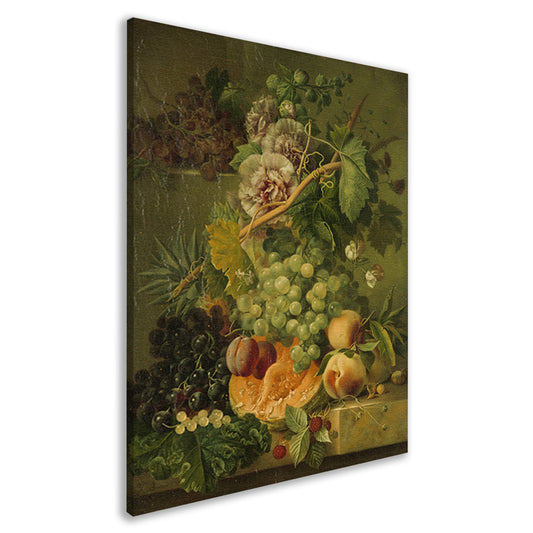 Stilleven van bloemen en vruchten - Albertus Jonas Brandt canvas