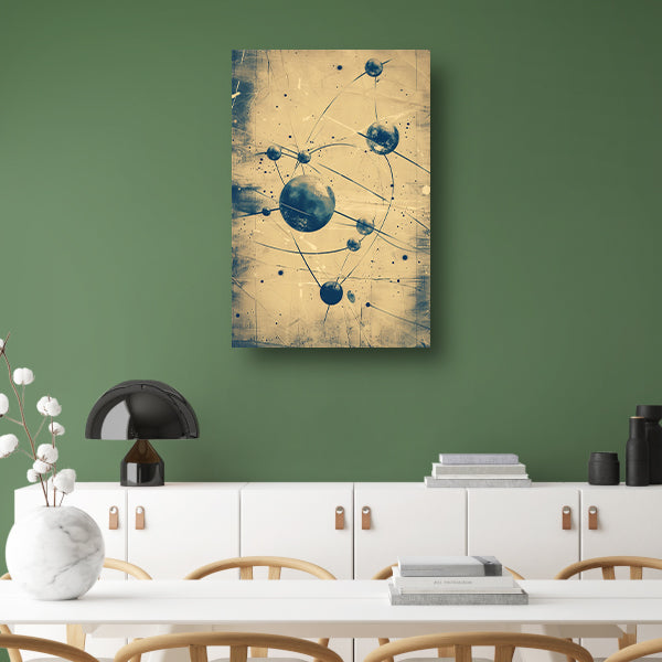 Abstract weergave van een atoom met lijnen canvas met baklijst