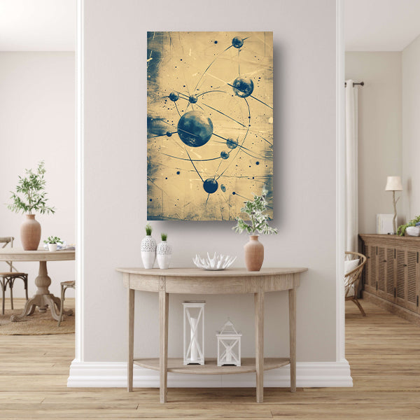 Abstract weergave van een atoom met lijnen canvas