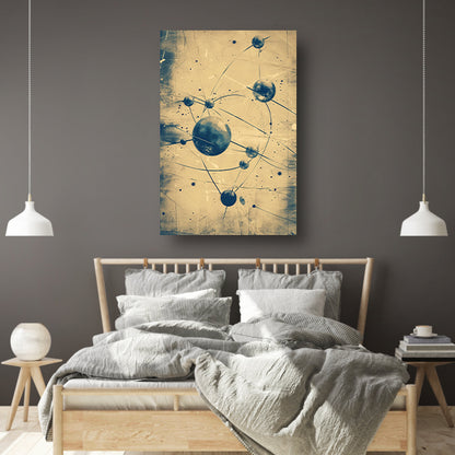 Abstract weergave van een atoom met lijnen canvas met baklijst