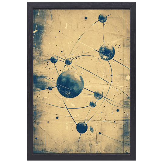 Abstract weergave van een atoom met lijnen canvas met baklijst