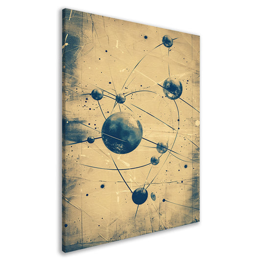Abstract weergave van een atoom met lijnen canvas
