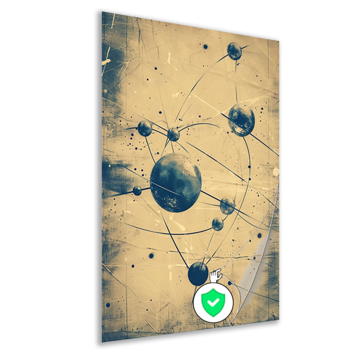 Abstract weergave van een atoom met lijnen poster