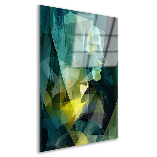 Abstracte digitale kunst van gezicht en vormen acrylglas