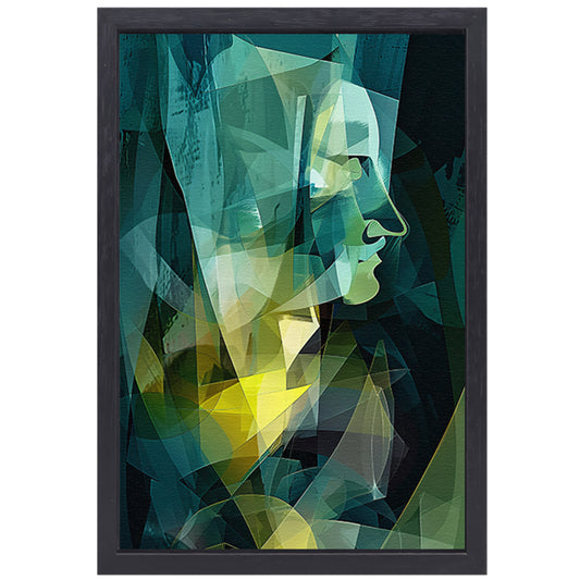 Abstracte digitale kunst van gezicht en vormen canvas met baklijst