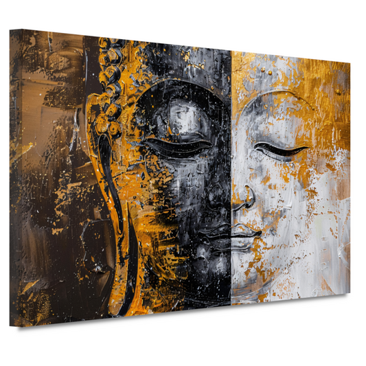 Abstracte Visie op Boeddha met Gouden en Zwarte Tinten canvas