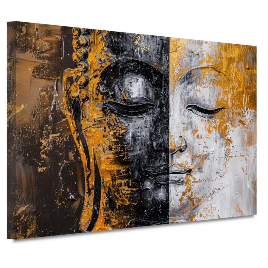 Abstracte Visie op Boeddha met Gouden en Zwarte Tinten canvas