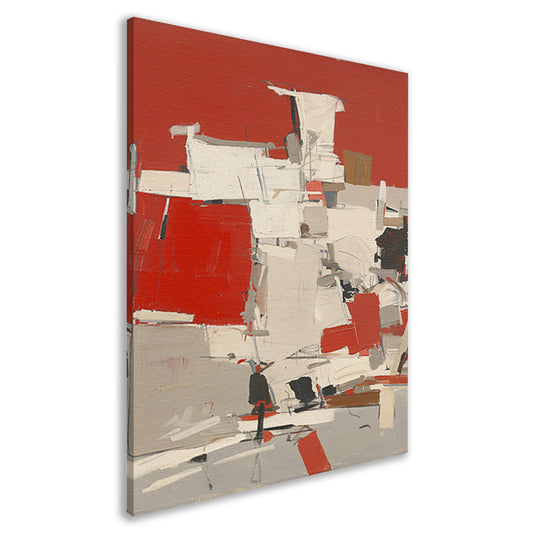 Abstract schilderij met rode en witte vlakken canvas