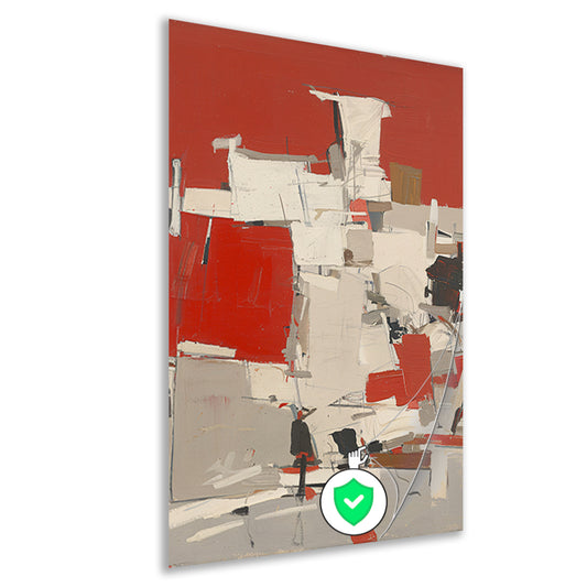 Abstract schilderij met rode en witte vlakken poster