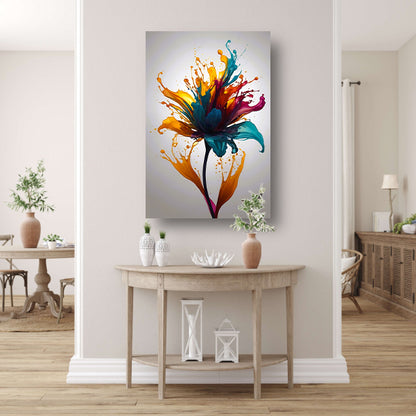 Explosie van Kleurrijke Abstracte Bloem canvas