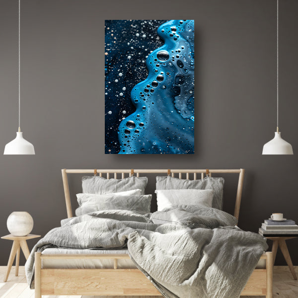 Abstracte blauwe en zwarte patronen kunstwerk canvas