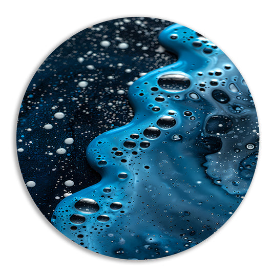 Abstracte blauwe en zwarte patronen kunstwerk aluminium muurcirkel