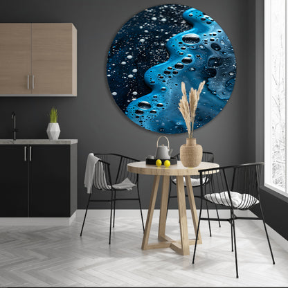 Abstracte blauwe en zwarte patronen kunstwerk aluminium muurcirkel