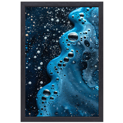 Abstracte blauwe en zwarte patronen kunstwerk canvas met baklijst