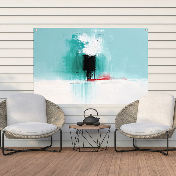 Abstract expressief schilderij met levendige kleuren tuinposter