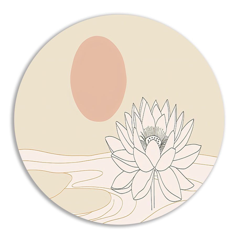 Minimalistische lotus bij zonsopgang tekening forex muurcirkel