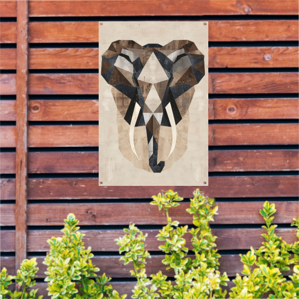 Monochrome Geometrische Olifant Kunstwerk tuinposter