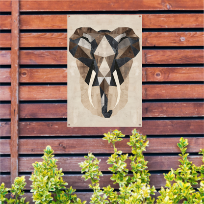 Monochrome Geometrische Olifant Kunstwerk tuinposter