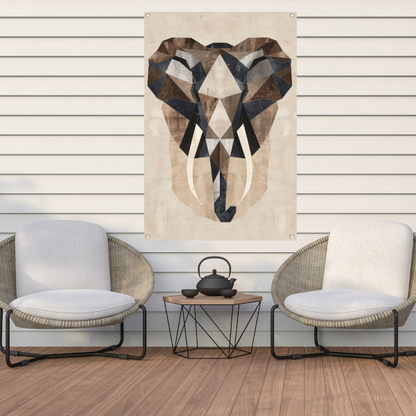Monochrome Geometrische Olifant Kunstwerk tuinposter