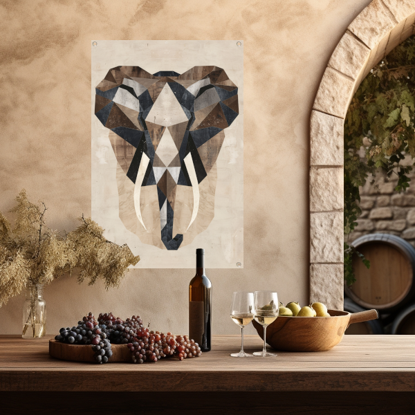 Monochrome Geometrische Olifant Kunstwerk tuinposter