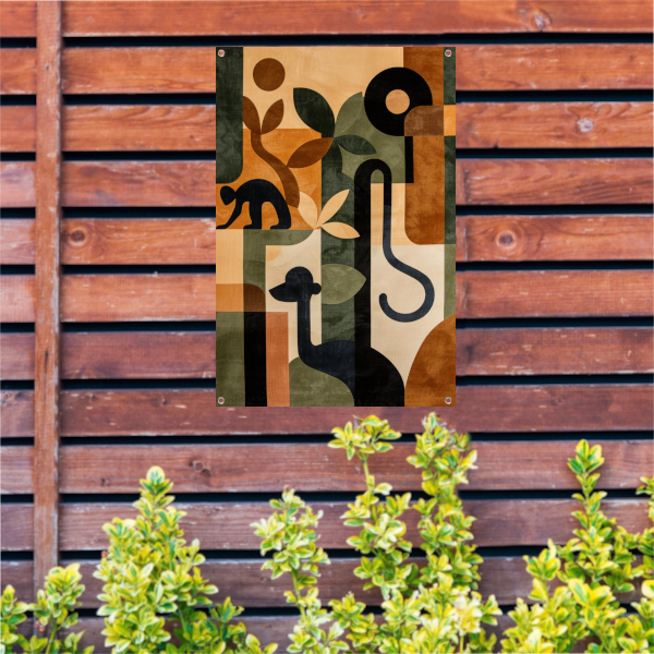 Stilistische Dieren en Planten in Abstract Ontwerp tuinposter
