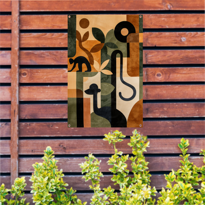 Stilistische Dieren en Planten in Abstract Ontwerp tuinposter