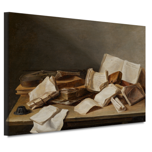 Stilleven met boeken en een viool - Jan Davidsz. de Heem canvas