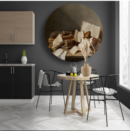 Stilleven met boeken en een viool - Jan Davidsz. de Heem aluminium muurcirkel