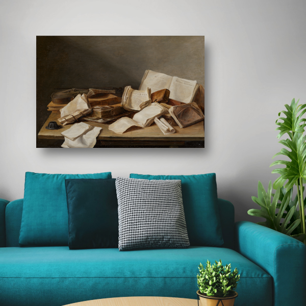 Stilleven met boeken en een viool - Jan Davidsz. de Heem acrylglas