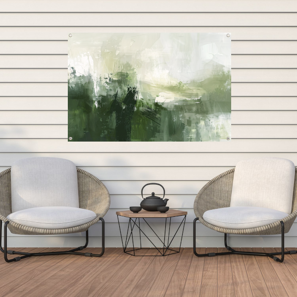 Groen en Grijs Moderne Abstracte Dynamiek tuinposter