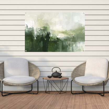 Groen en Grijs Moderne Abstracte Dynamiek tuinposter