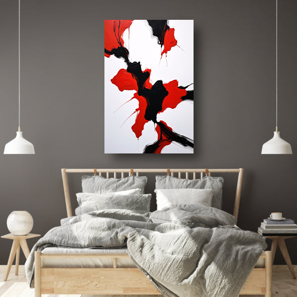 Roodzwarte Abstractie van Dynamische Contrasten canvas