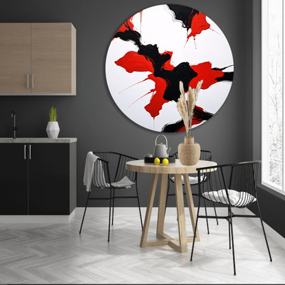 Roodzwarte Abstractie van Dynamische Contrasten forex muurcirkel