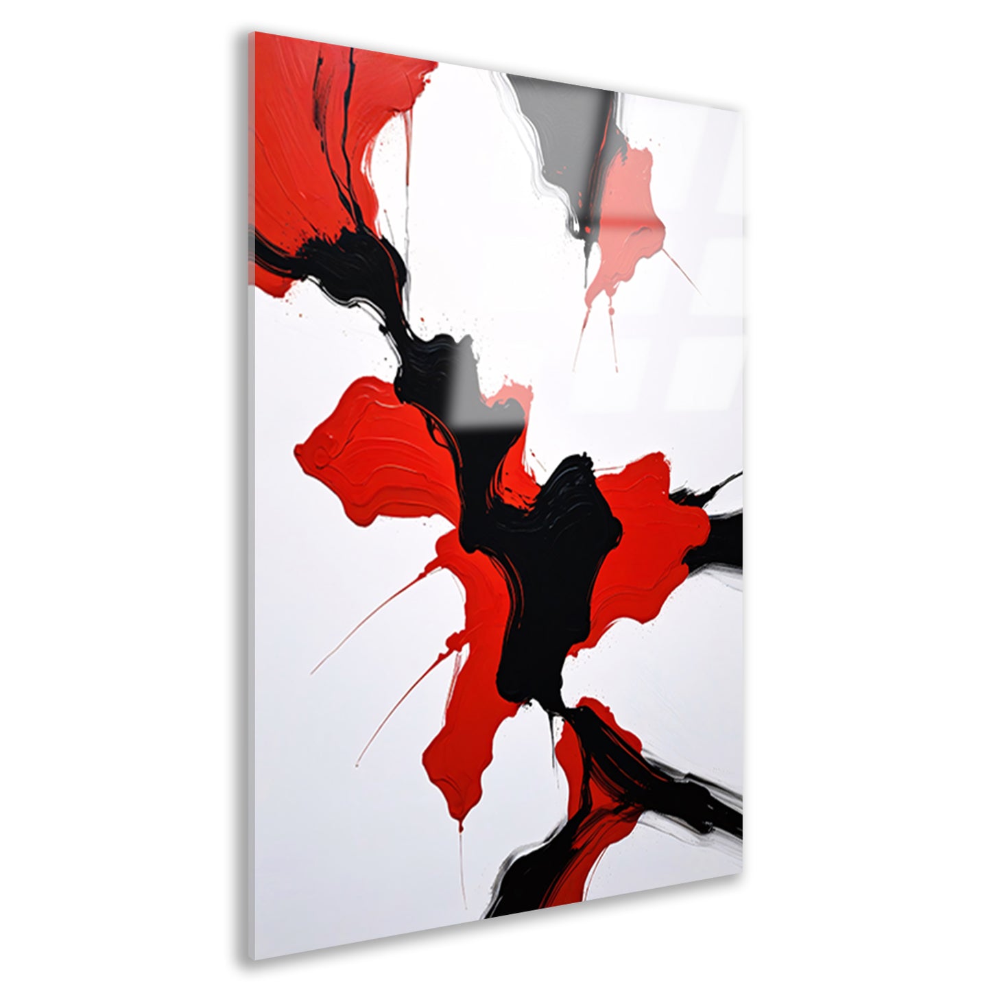 Roodzwarte Abstractie van Dynamische Contrasten acrylglas