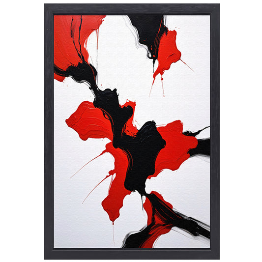 Roodzwarte Abstractie van Dynamische Contrasten canvas met baklijst