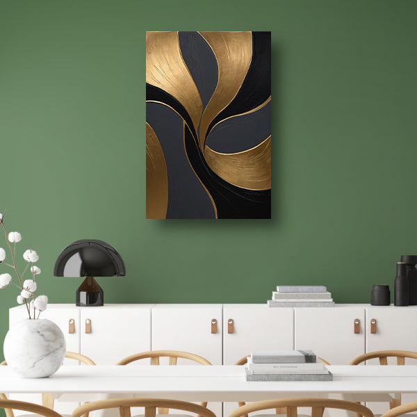 Dynamische Abstractie van Goud en Zwart canvas