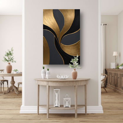 Dynamische Abstractie van Goud en Zwart canvas