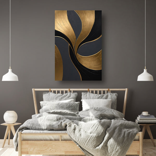 Dynamische Abstractie van Goud en Zwart canvas