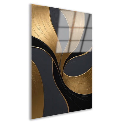 Dynamische Abstractie van Goud en Zwart Acrylglas